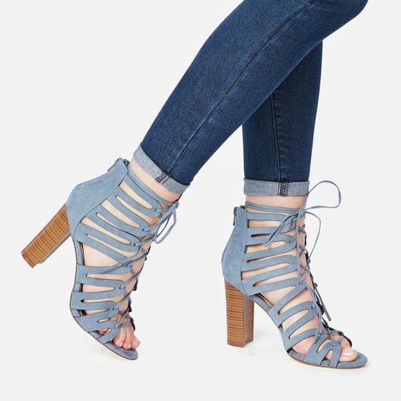 Justfab Achana Dusty Blue Heels - Picture 5 of 5